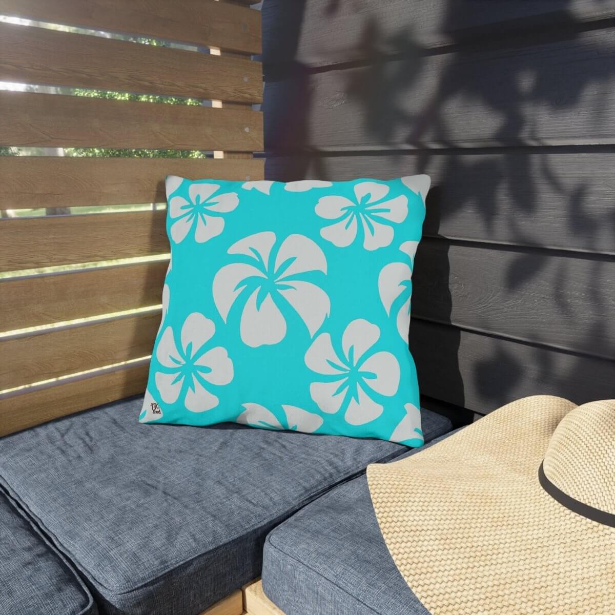 Sea Flowers - Outdoor Throw Pillow - The Tiki Yard - Outdoor Throw Pillows