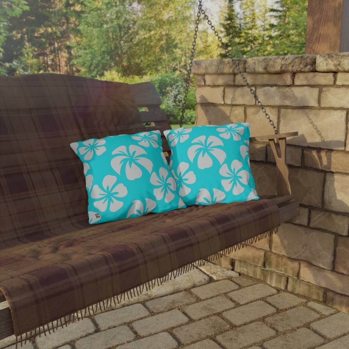 Sea Flowers - Outdoor Throw Pillow - The Tiki Yard - Outdoor Throw Pillows