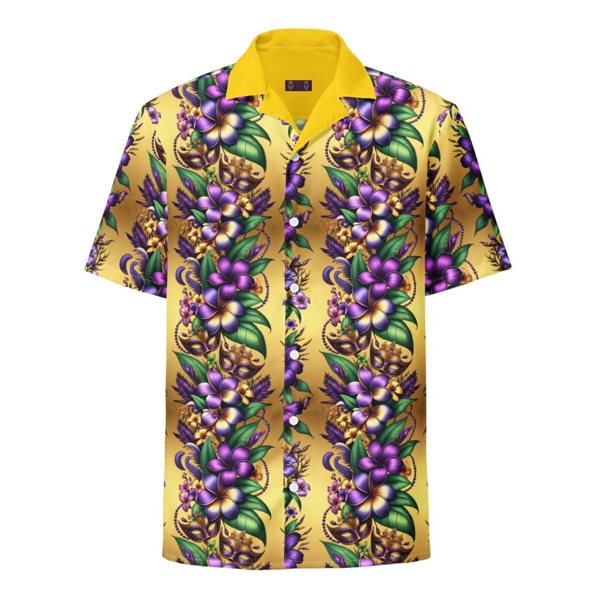 mardi gras dress shirt men Mardi Gras Floral Block Print Button Up Shirt S/M