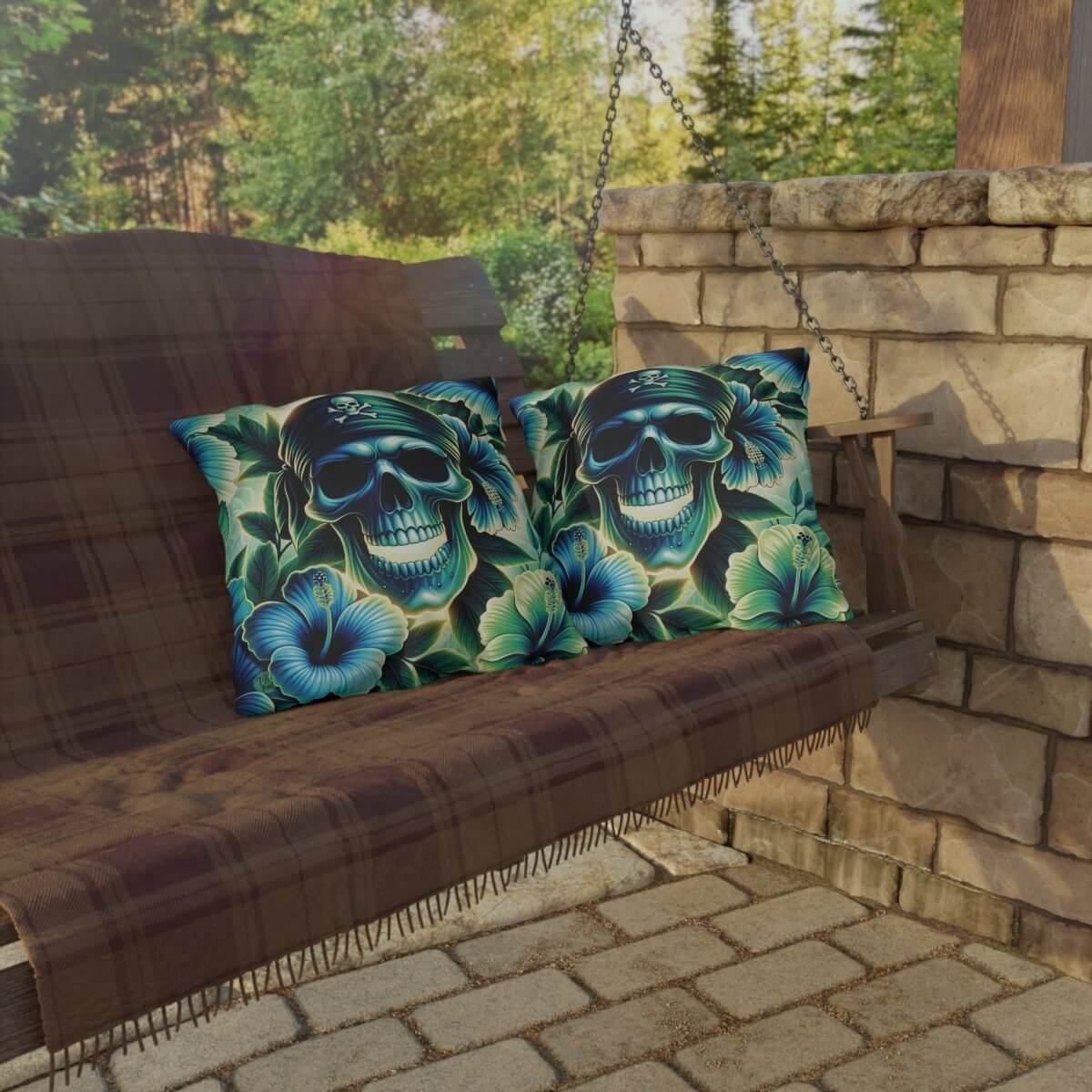 Pirates Aloha - Outdoor Throw Pillow - The Tiki Yard - Outdoor Throw Pillows