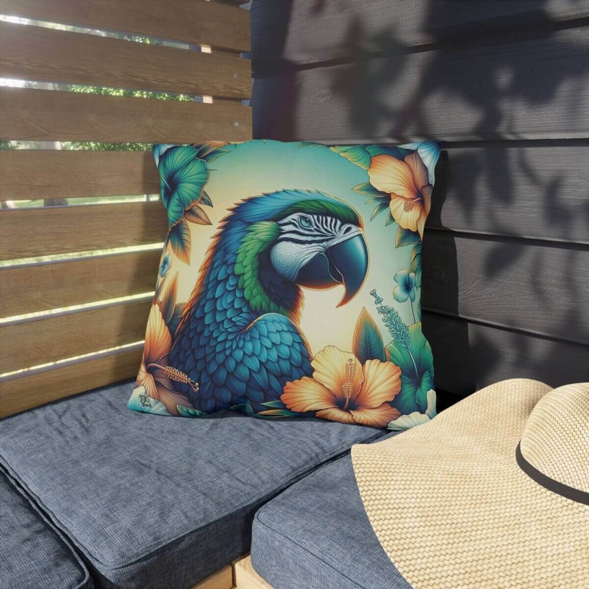 Parrot Garden - Outdoor Throw Pillow - The Tiki Yard - Outdoor Throw Pillows