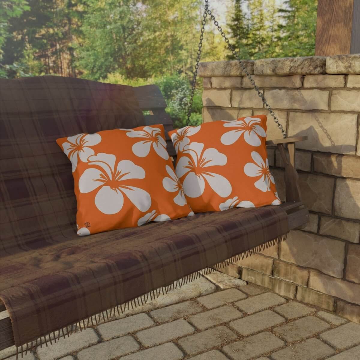 Orange Blossom - Outdoor Throw Pillow - The Tiki Yard - Outdoor Throw Pillows