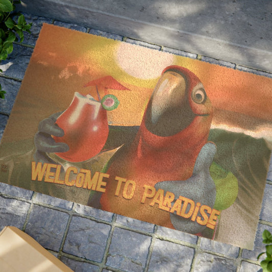 Welcome To Paradise Doormat - The Tiki Yard - Outdoor Doormat