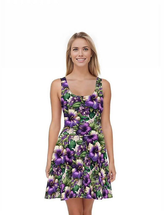 Kauai Karnival - Hawaiian Dress - The Tiki Yard - Women's Hawaiian Skater Dress