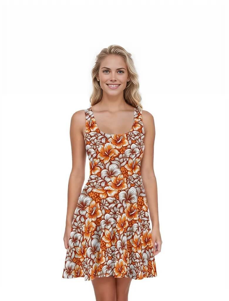 Pele's Dream - Hawaiian Dress - The Tiki Yard - Women's Hawaiian Skater Dress