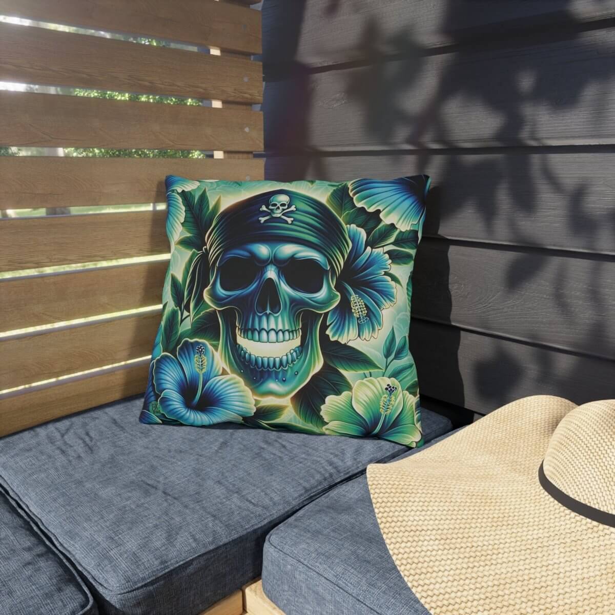Pirates Aloha - Outdoor Throw Pillow - The Tiki Yard - Outdoor Throw Pillows