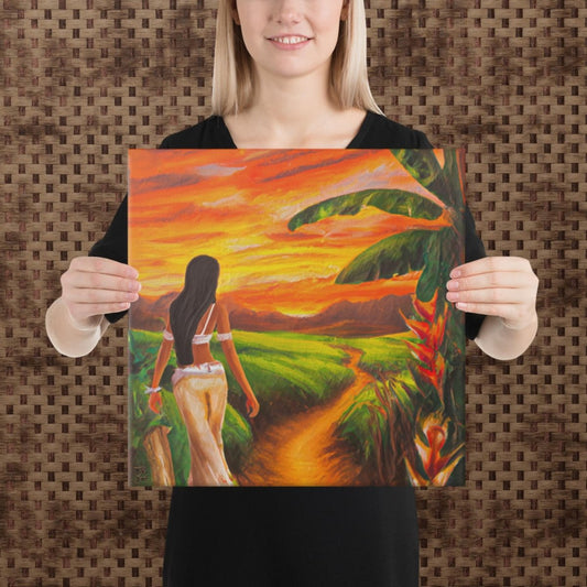Sunset Reflection - Digital Art on Canvas 16" x 16" - The Tiki Yard - Wall Art