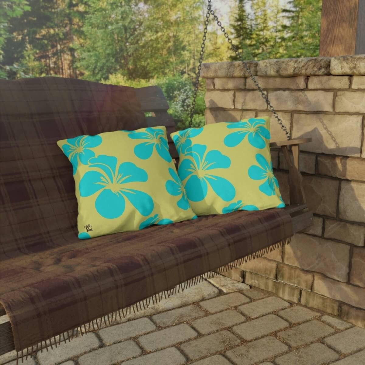 Coastal Blossom - Outdoor Throw Pillow - The Tiki Yard - Outdoor Throw Pillows