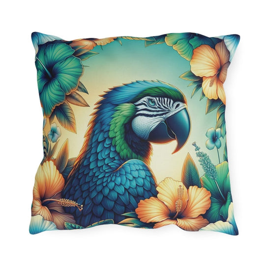 Parrot Garden - Outdoor Throw Pillow - The Tiki Yard - Outdoor Throw Pillows