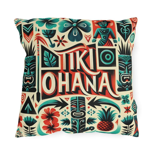 Tiki Ohana - Outdoor Throw Pillow - The Tiki Yard - Outdoor Throw Pillows