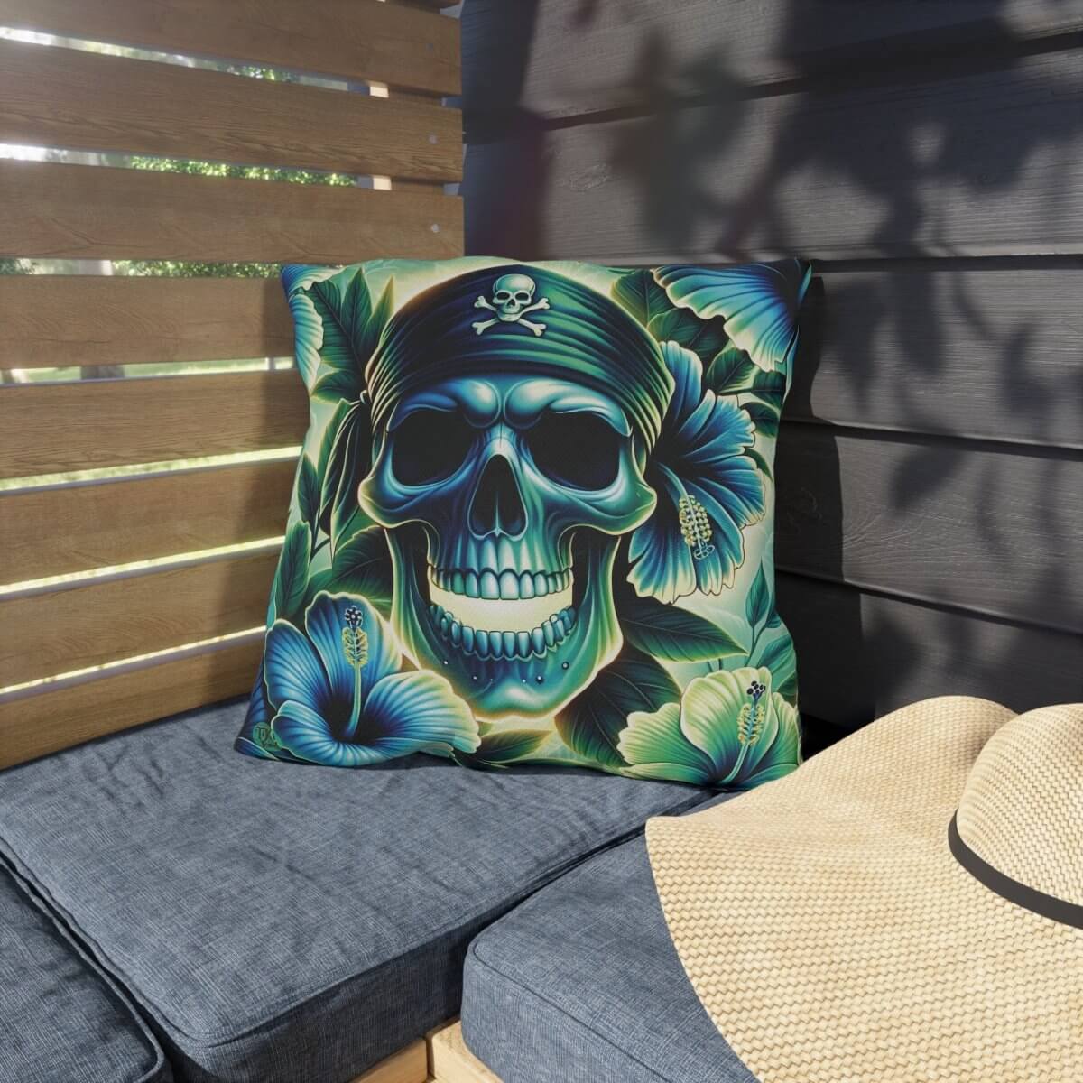 Pirates Aloha - Outdoor Throw Pillow - The Tiki Yard - Outdoor Throw Pillows