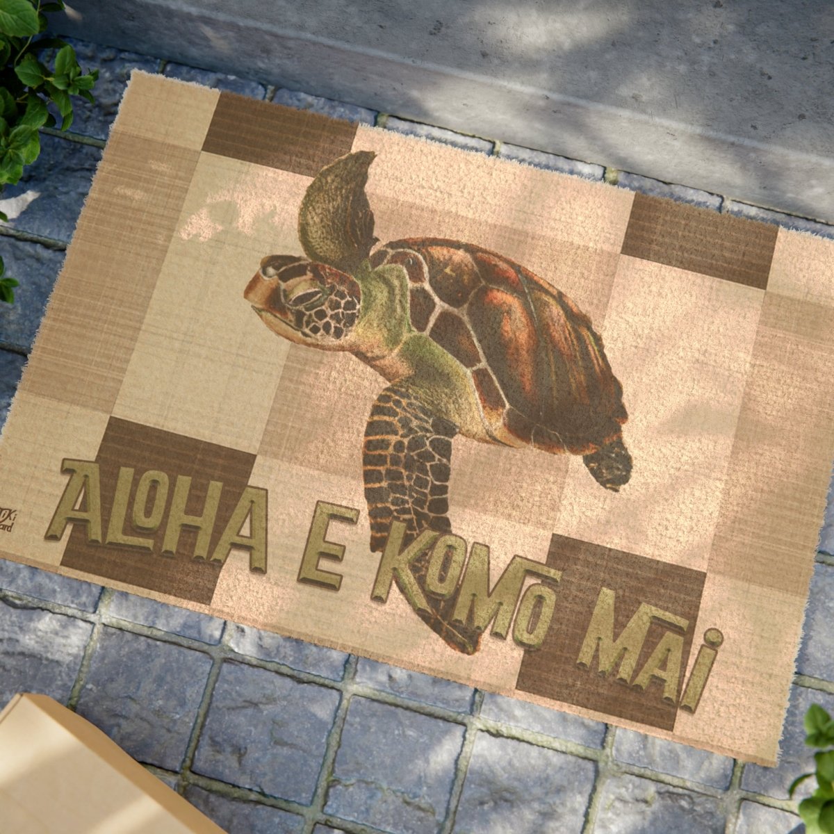 Aloha E Komo Mai Doormat - The Tiki Yard - Outdoor Doormat