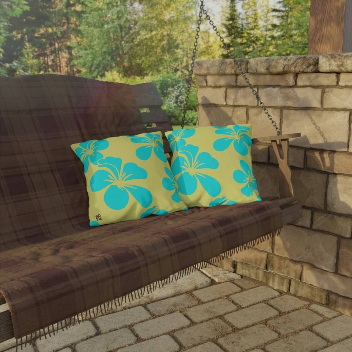 Coastal Blossom - Outdoor Throw Pillow - The Tiki Yard - Outdoor Throw Pillows