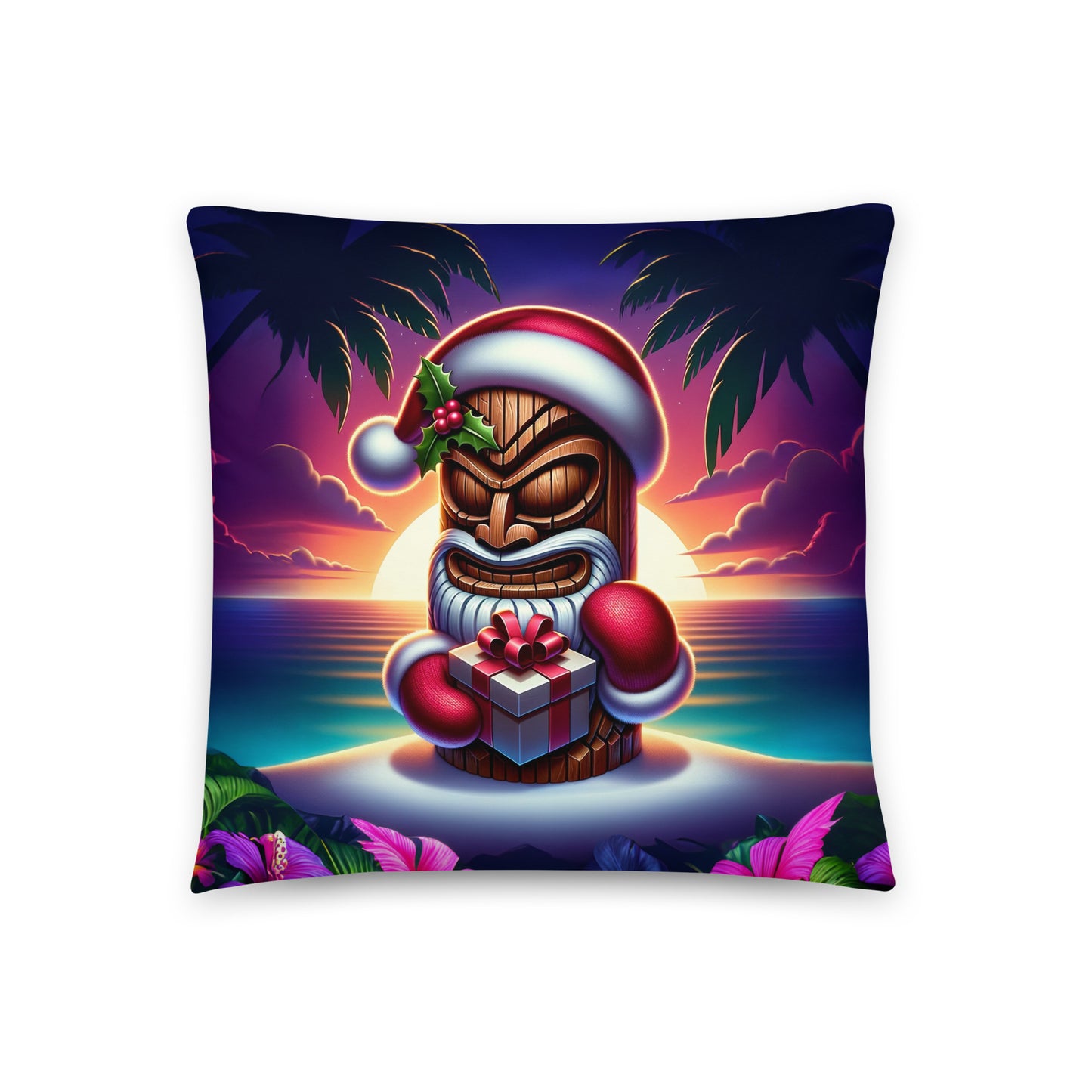 Santa Tiki - Indoor Christmas Throw Pillow