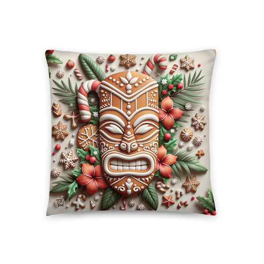 Gingerbread Tiki - Indoor Christmas Throw Pillow