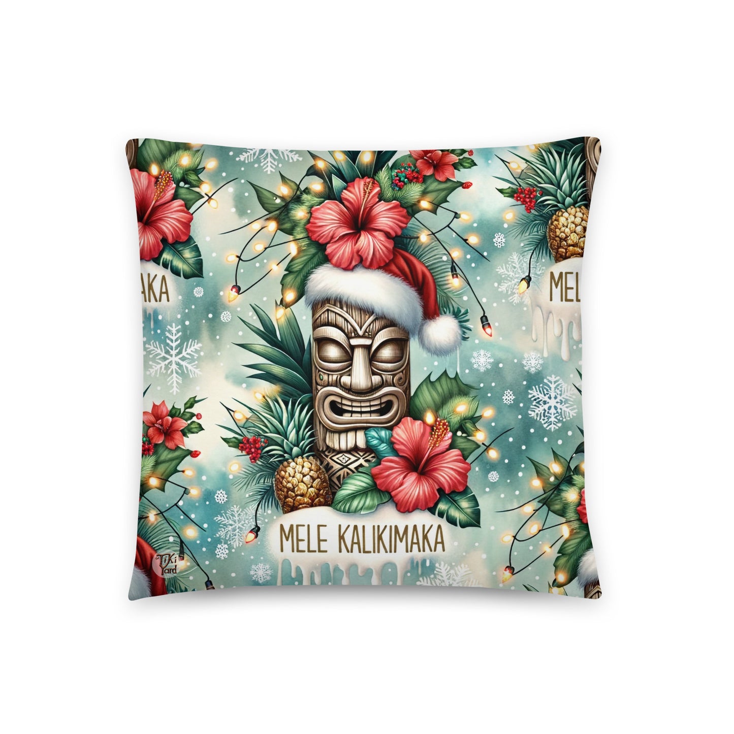 Tiki Mele Kalikimaka - Indoor Christmas Throw Pillow