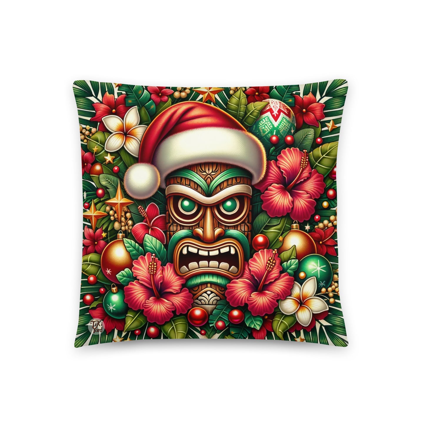 Tiki Yuletide - Indoor Christmas Throw Pillow