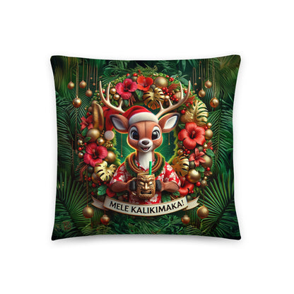 Comet's Christmas Aloha - Indoor Christmas Throw Pillow