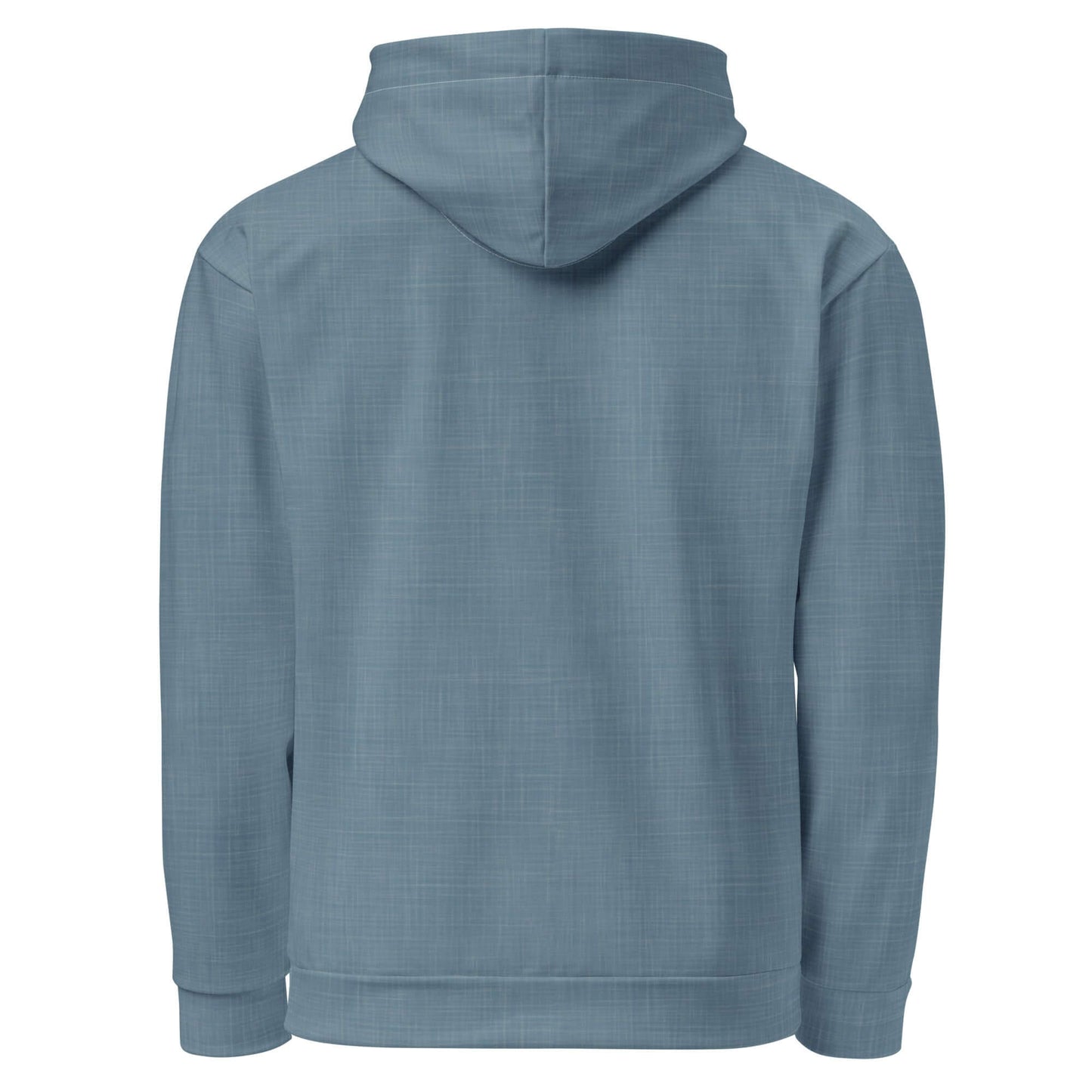 Back view of a light blue Kailua Tiki Hawaiian hoodie with hood visible