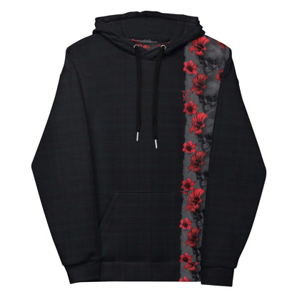 Forsaken Island Men's Hawaiian Hoodie featuring unique skull and hibiscus flower design by Tiki Yard Apparel Company