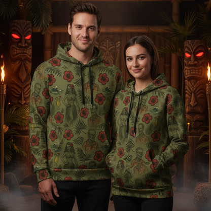 Revenant Luau Hawaiian zombie hoodie - couple at haunted tiki bar