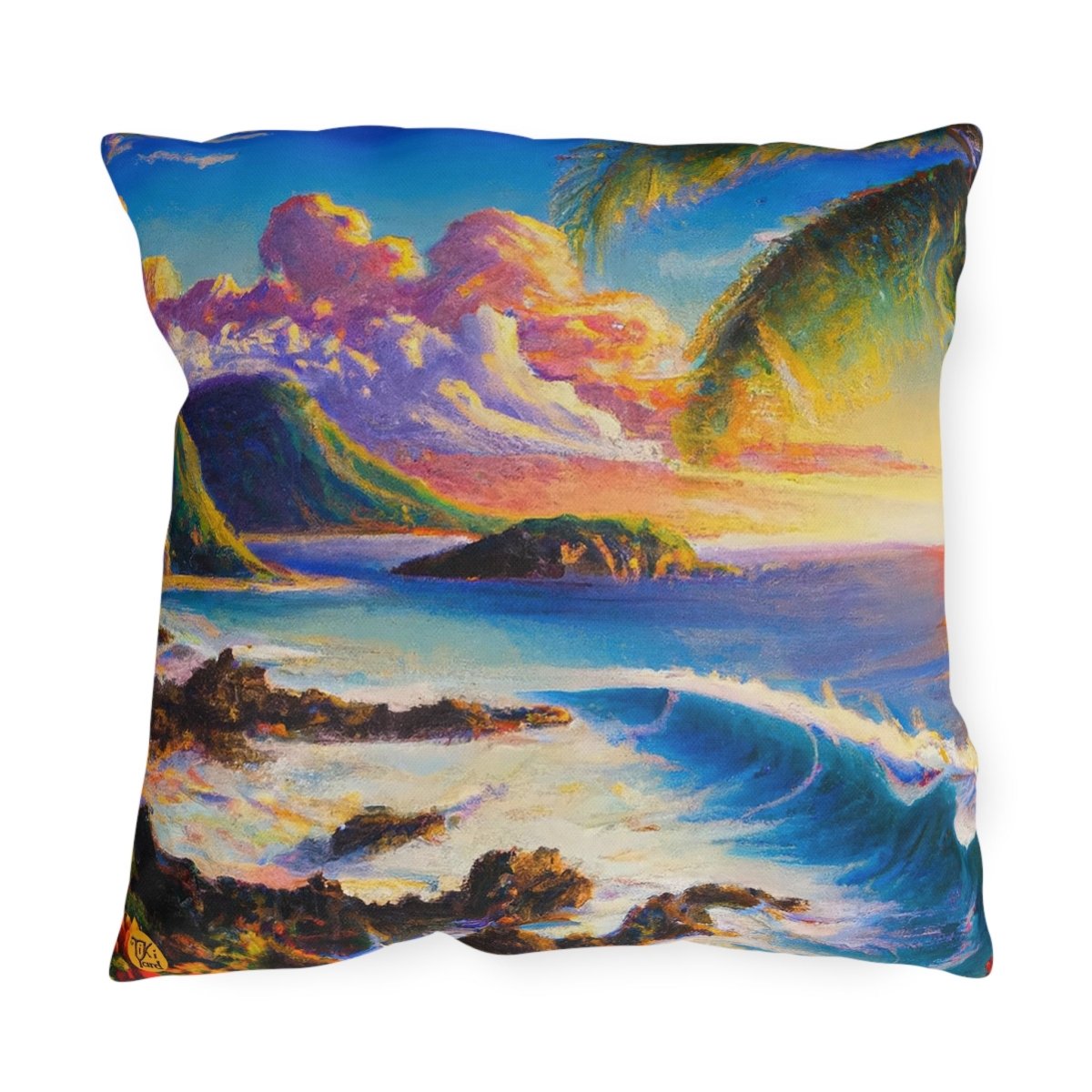 Hawaiian Fantasy - Outdoor Throw Pillow - The Tiki Yard - Outdoor Throw Pillows