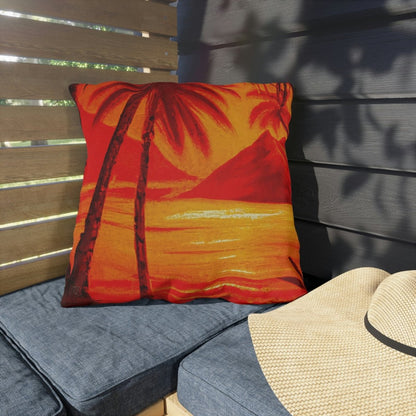 Crimson Reflections - Outdoor Throw Pillow - The Tiki Yard - Outdoor Throw Pillows