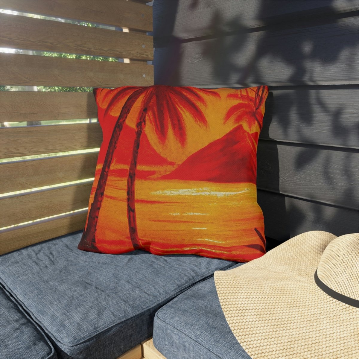 Crimson Reflections - Outdoor Throw Pillow - The Tiki Yard - Outdoor Throw Pillows