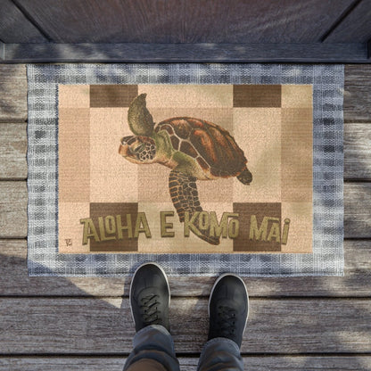 Aloha E Komo Mai Doormat - The Tiki Yard - Outdoor Doormat