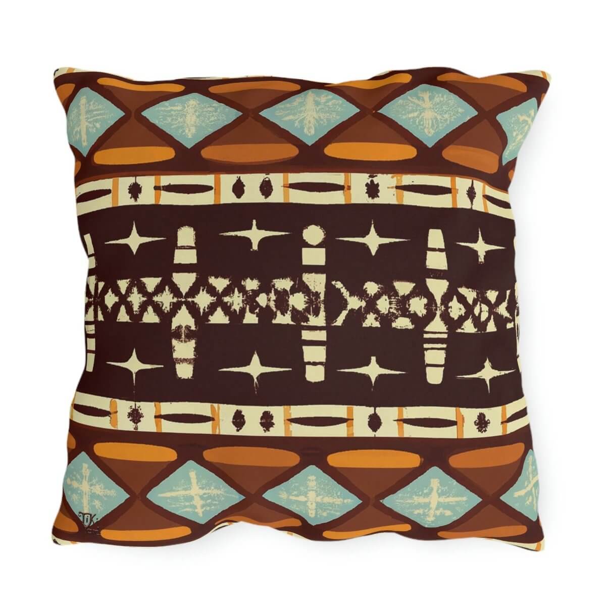 Island Tapa - Outdoor Throw Pillow - The Tiki Yard - Outdoor Throw Pillows