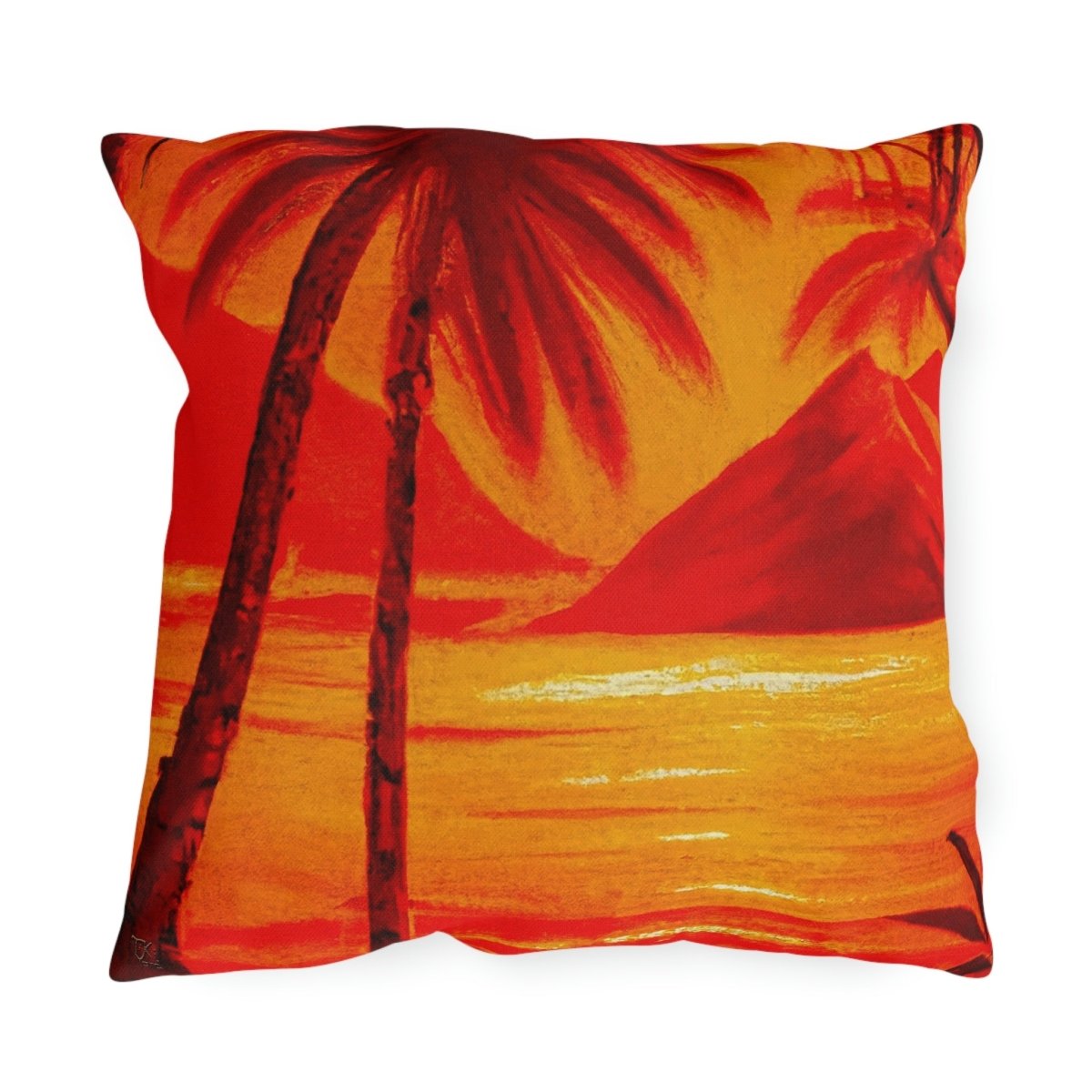 Crimson Reflections - Outdoor Throw Pillow - The Tiki Yard - Outdoor Throw Pillows