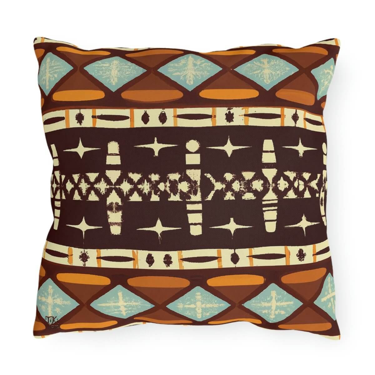 Island Tapa - Outdoor Throw Pillow - The Tiki Yard - Outdoor Throw Pillows