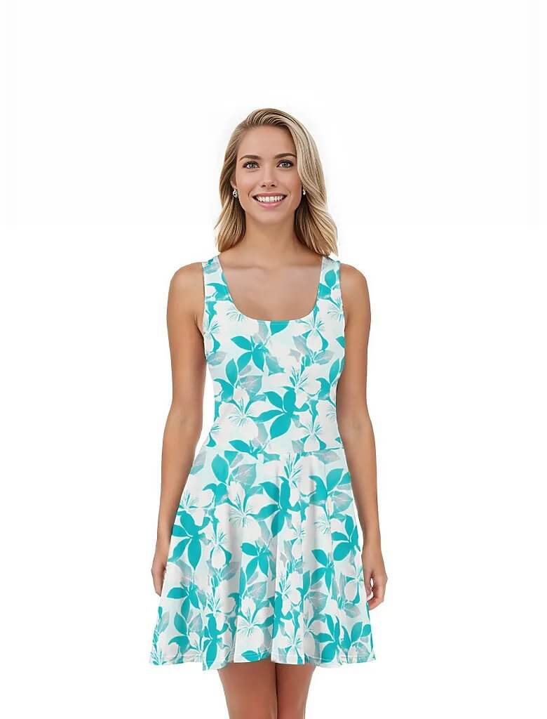 Kapua Mist - Dress - The Tiki Yard - Women's Hawaiian Skater Dress