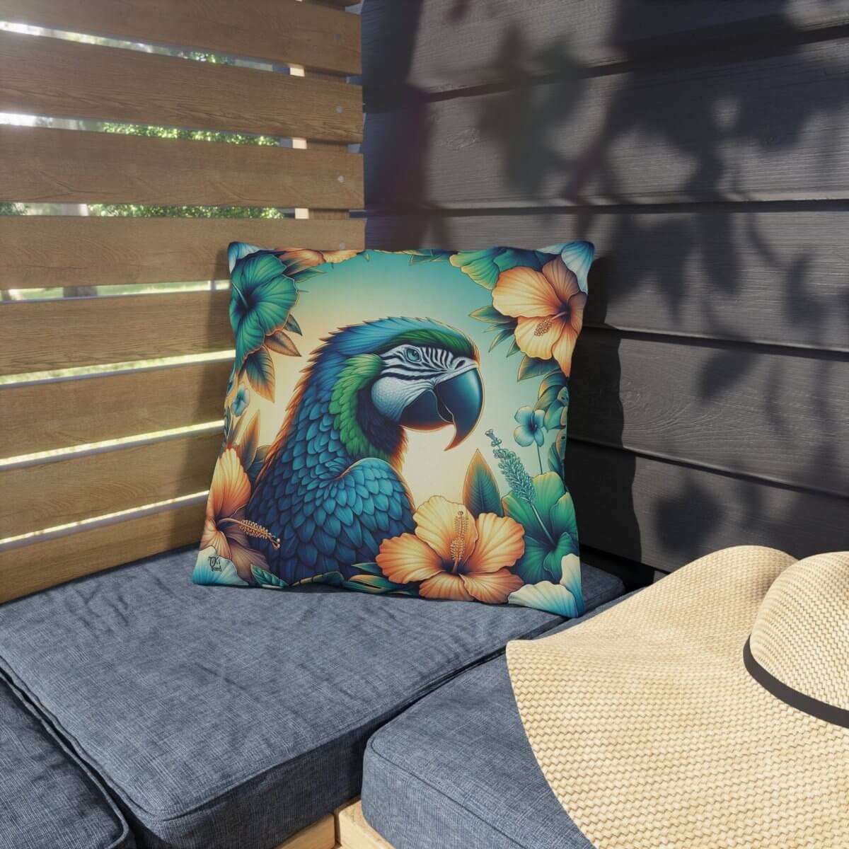 Parrot Garden - Outdoor Throw Pillow - The Tiki Yard - Outdoor Throw Pillows