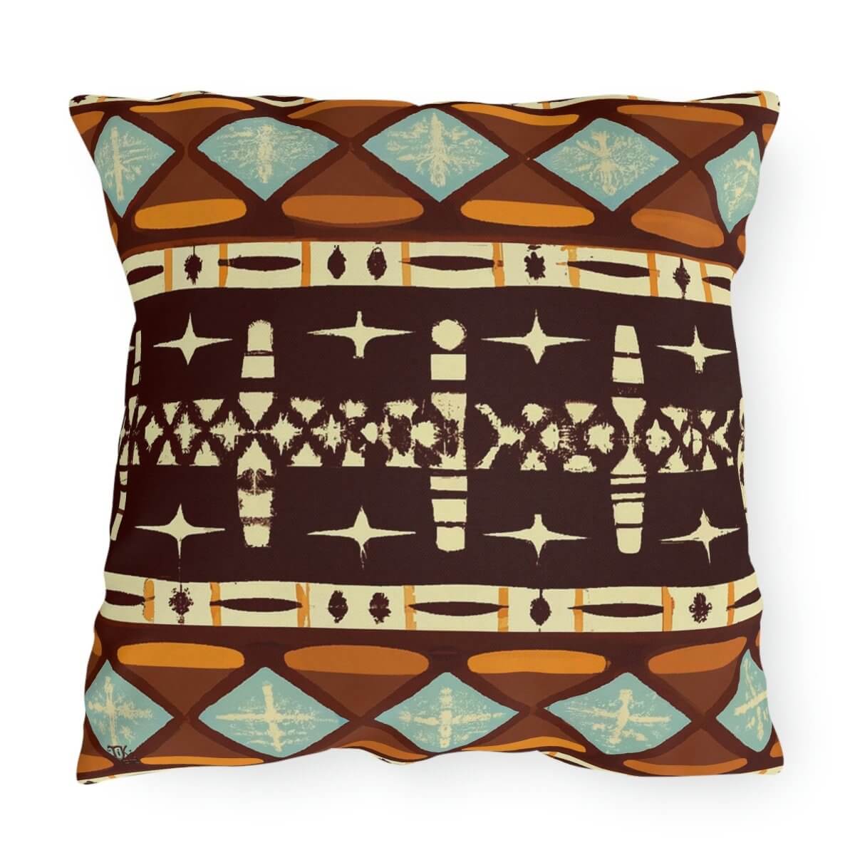 Island Tapa - Outdoor Throw Pillow - The Tiki Yard - Outdoor Throw Pillows