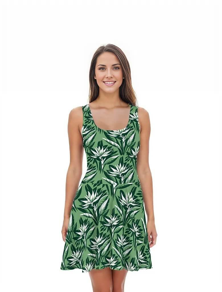 Verdant Dreams - Hawaiian Dress - The Tiki Yard - Women's Hawaiian Skater Dress