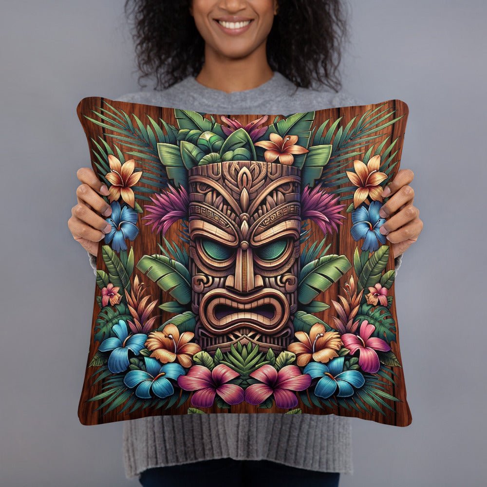 Timber Tiki Garden - Indoor Throw Pillow - The Tiki Yard - Indoor Throw Pillows