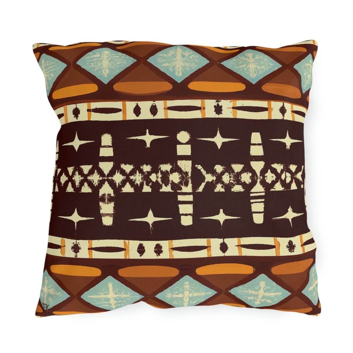 Island Tapa - Outdoor Throw Pillow - The Tiki Yard - Outdoor Throw Pillows