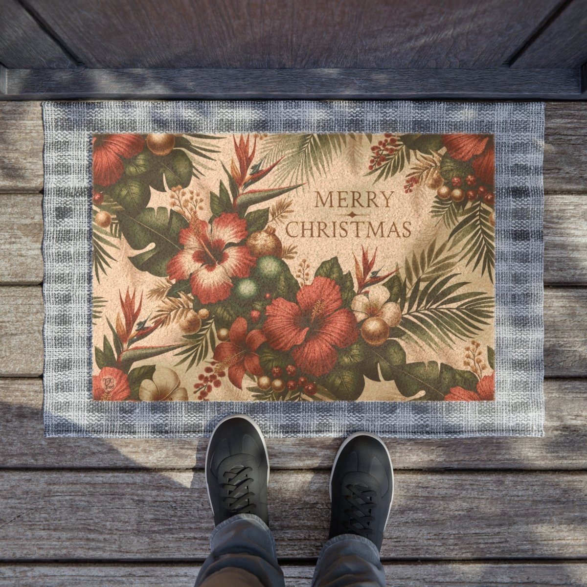 Christmas Luau - Doormat - The Tiki Yard - Outdoor Christmas Doormat