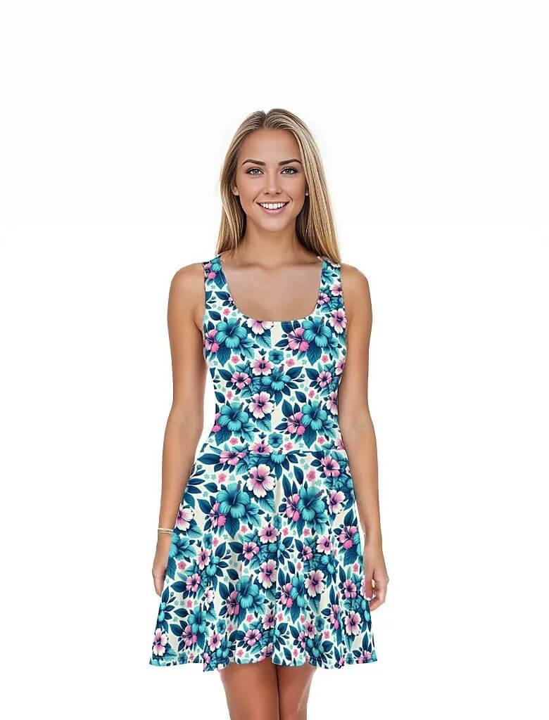 Nohea Pua - Hawaiian Dress - The Tiki Yard - Women's Hawaiian Skater Dress