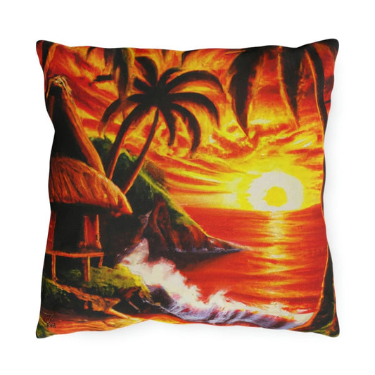 Fiery Bliss - Outdoor Throw Pillow - The Tiki Yard - Outdoor Throw Pillows