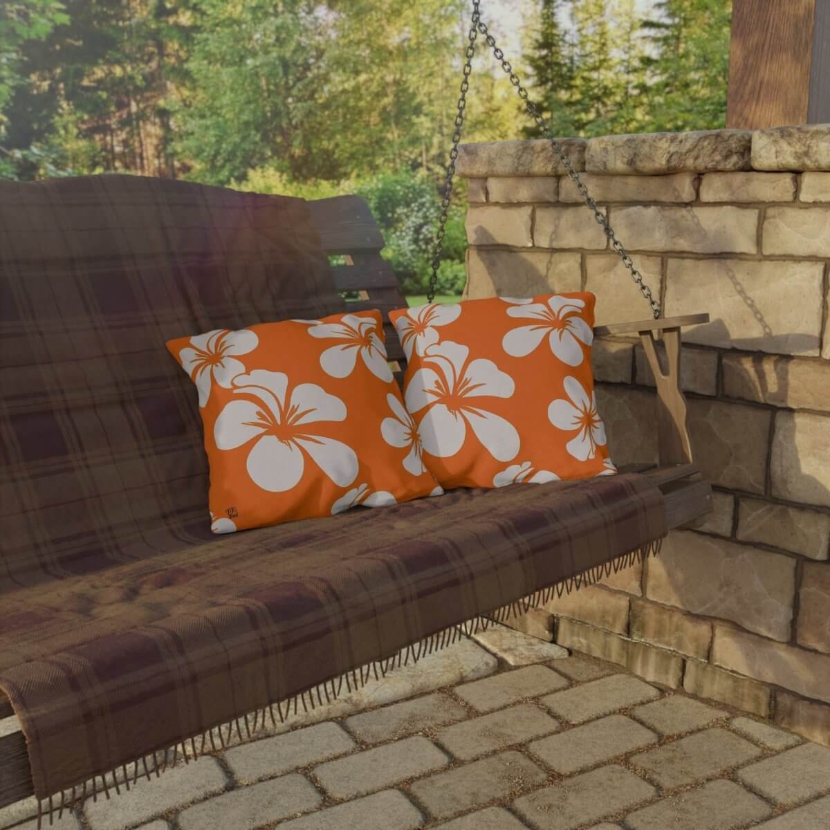 Orange Blossom - Outdoor Throw Pillow - The Tiki Yard - Outdoor Throw Pillows