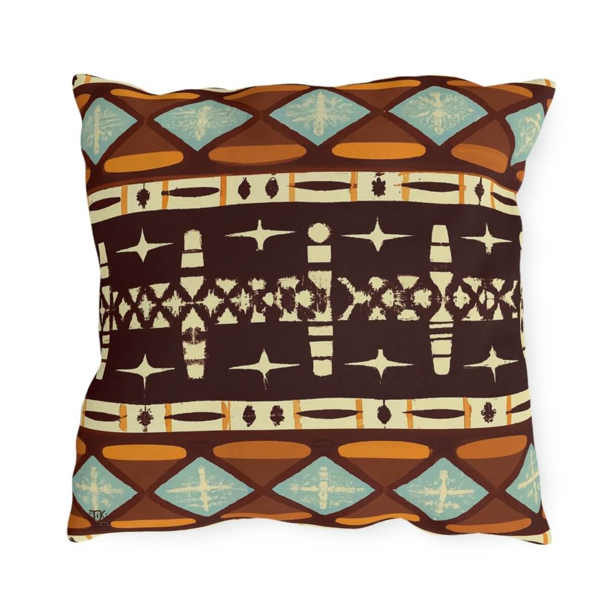 Island Tapa - Outdoor Throw Pillow - The Tiki Yard - Outdoor Throw Pillows