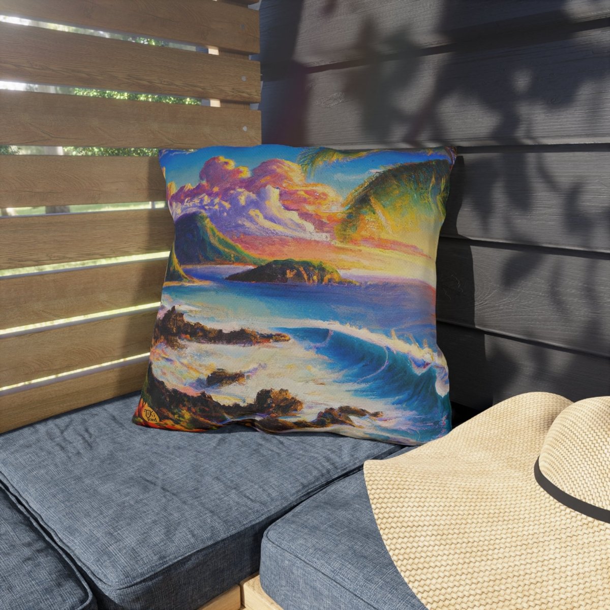 Hawaiian Fantasy - Outdoor Throw Pillow - The Tiki Yard - Outdoor Throw Pillows