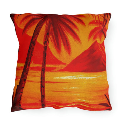 Crimson Reflections - Outdoor Throw Pillow - The Tiki Yard - Outdoor Throw Pillows