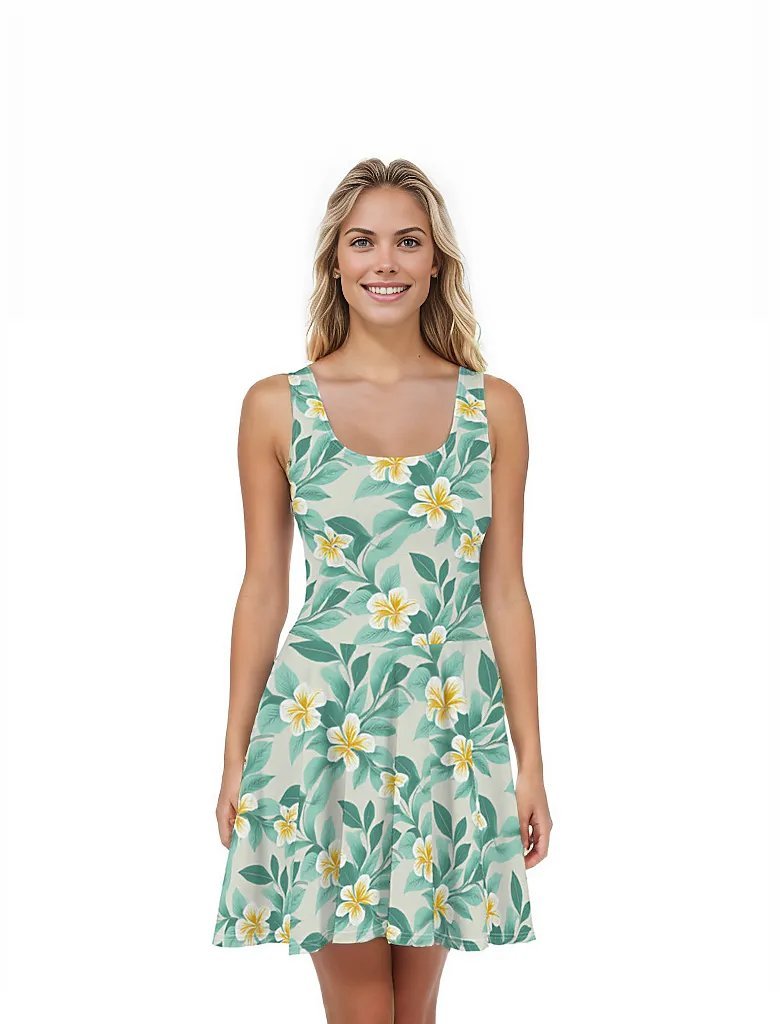 kakahiaka Dew - Hawaiian Dress - The Tiki Yard - Women's Hawaiian Skater Dress