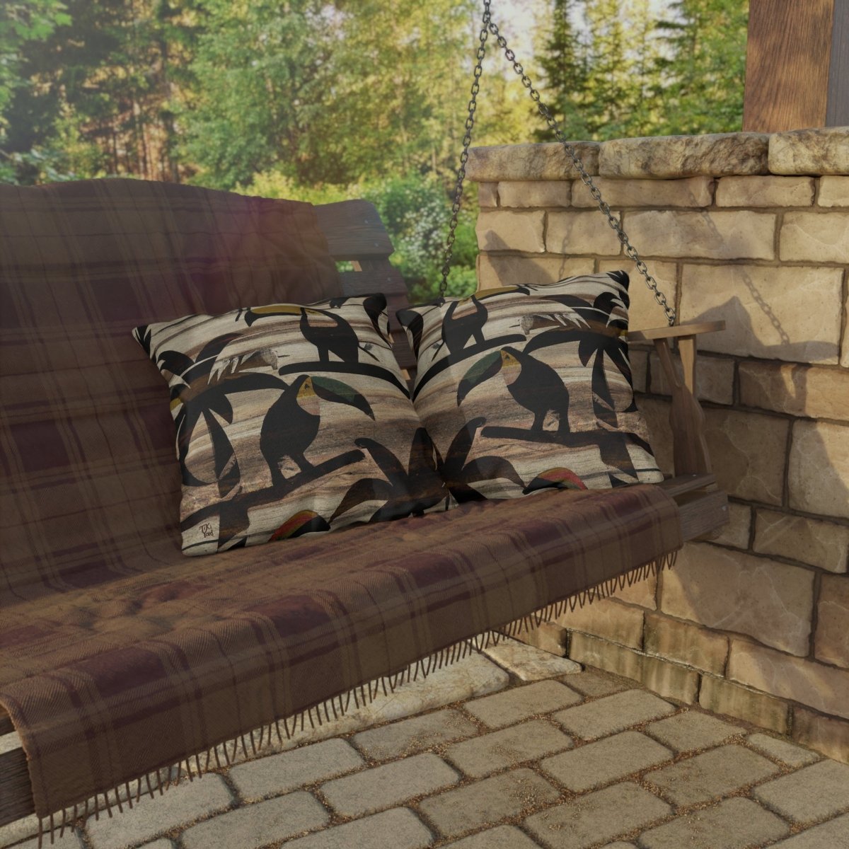 Toucan Luster - Outdoor Throw Pillow - The Tiki Yard - Outdoor Throw Pillows