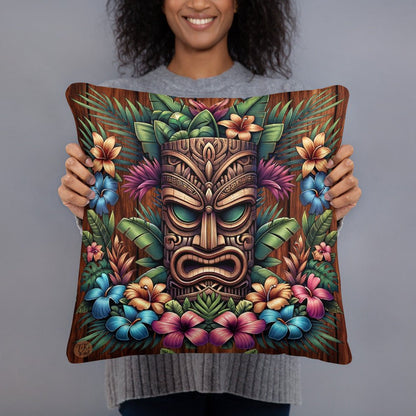 Timber Tiki Garden - Indoor Throw Pillow - The Tiki Yard - Indoor Throw Pillows