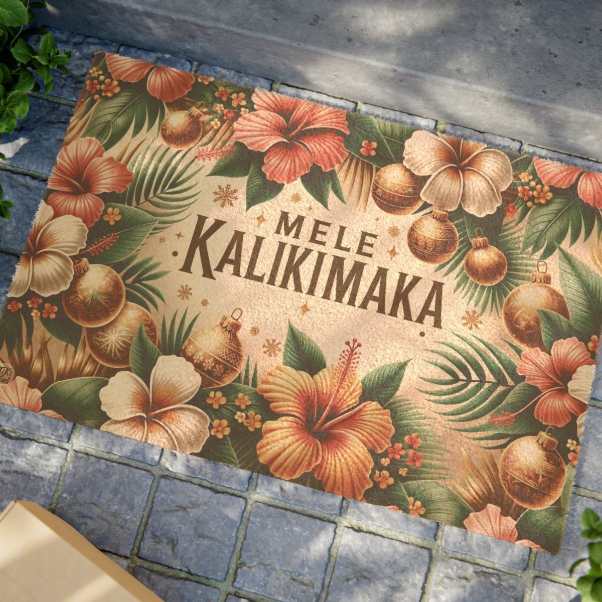 Mele Kalikimaka Paradise - Doormat - The Tiki Yard - Outdoor Christmas Doormat